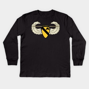 1st Cavalry Div Air Assault w Air Assault Badge wo Txt Kids Long Sleeve T-Shirt